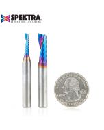 Amana AMS-195-K 2-Pc Spektra™ Extreme Tool Life Coated Plastic Cutting Solid Carbide Spiral 'O' Flute CNC Router Bit Pack