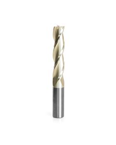 Amana 46579 CNC 2D and 3D Carving Flat Bottom 0.10 Deg Straight Angle x 1/2 Dia x 2-1/4 x 1/2 Shank x 4 Inch Long x 3 Flute Solid Carbide ZrN Coated Router Bit